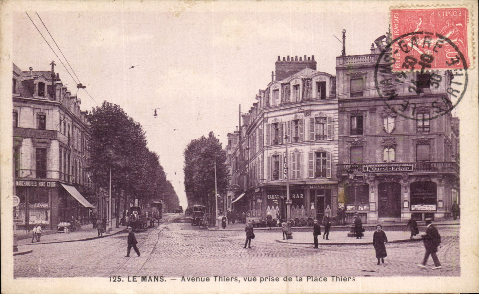 CPA Le Mans Avenue Thiers Vue Prise De La Place Thiers
