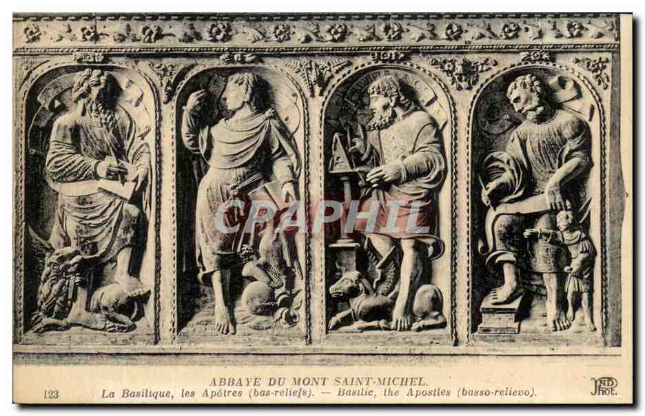Abtei Mont Saint-Michel — Die Basilika, die Apostel (Basso-Reliefs) — J. P. D. P. — Nr. 123
