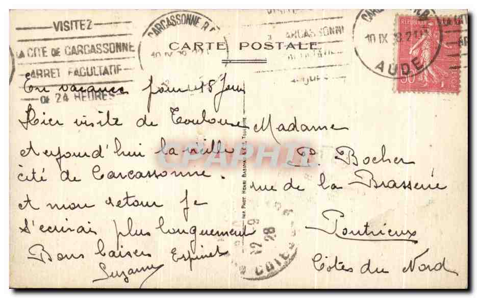 CPA Cite de Carcassonne Basilique St Nazaire — Verso