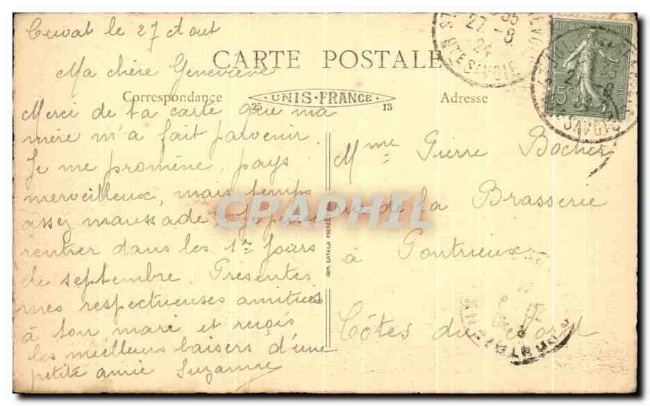 Lac d'Annecy — Vue du château sur l'île de l'Île Barbe — La Savoie, n°125 — Verso