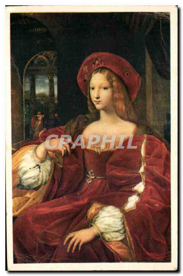 Antike Ansichtskarte Museum du Louvre Portrait von Jeanne d'Aragon Raphael