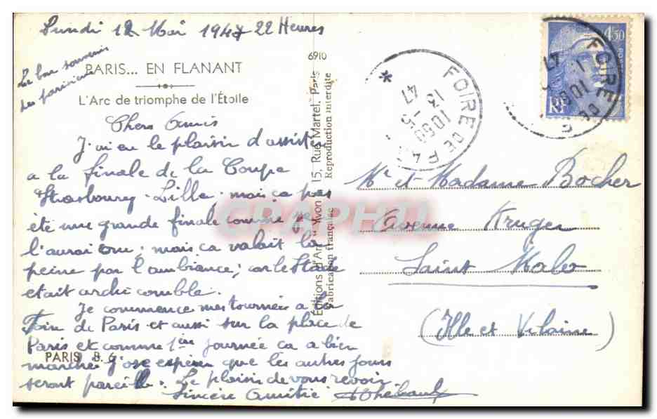 CPSM Paris En Flanant L'Arc de Triomphe de l'Etoile — Rückseite