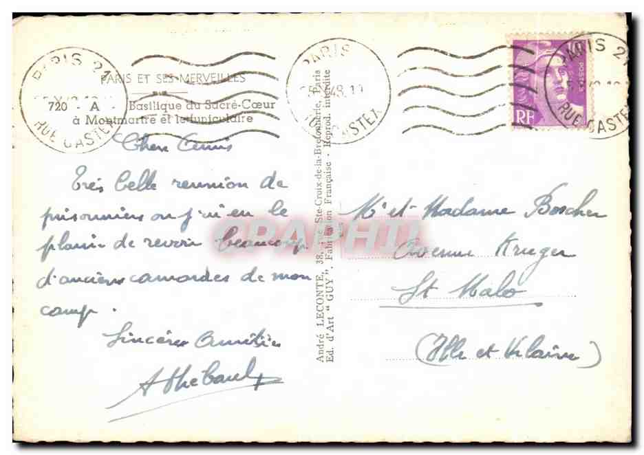 Basilique du Sacré-Cœur — Montmartre — Éd. André Lecorte, n° 720 — Reverso
