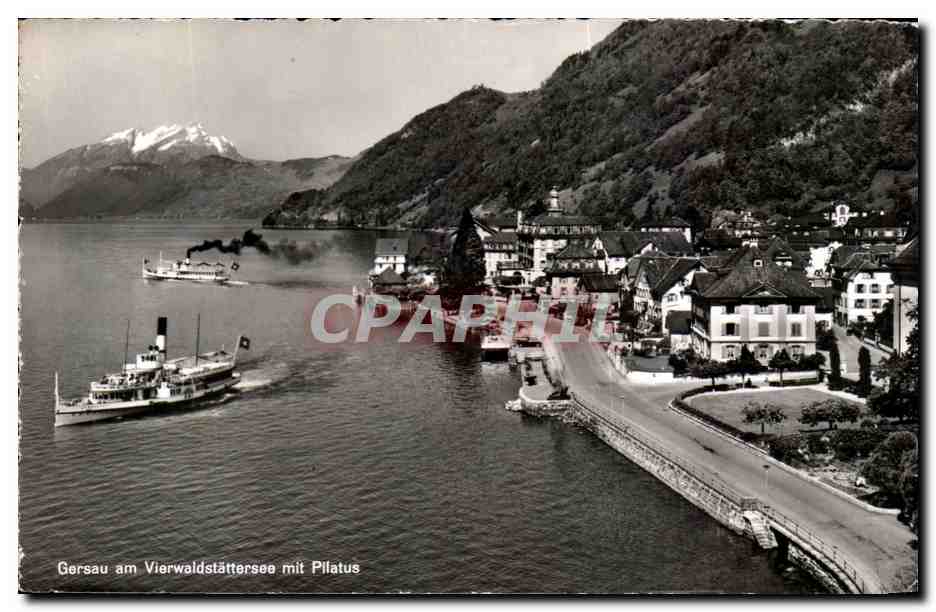 CPA Gersau am Vierwaldstattersee mit Pilatus Bateau