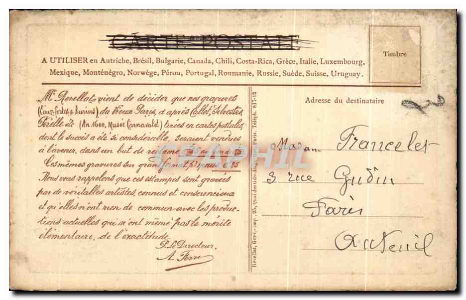 CPA Paris Iles St louis et de la Cite 1827 — Verso
