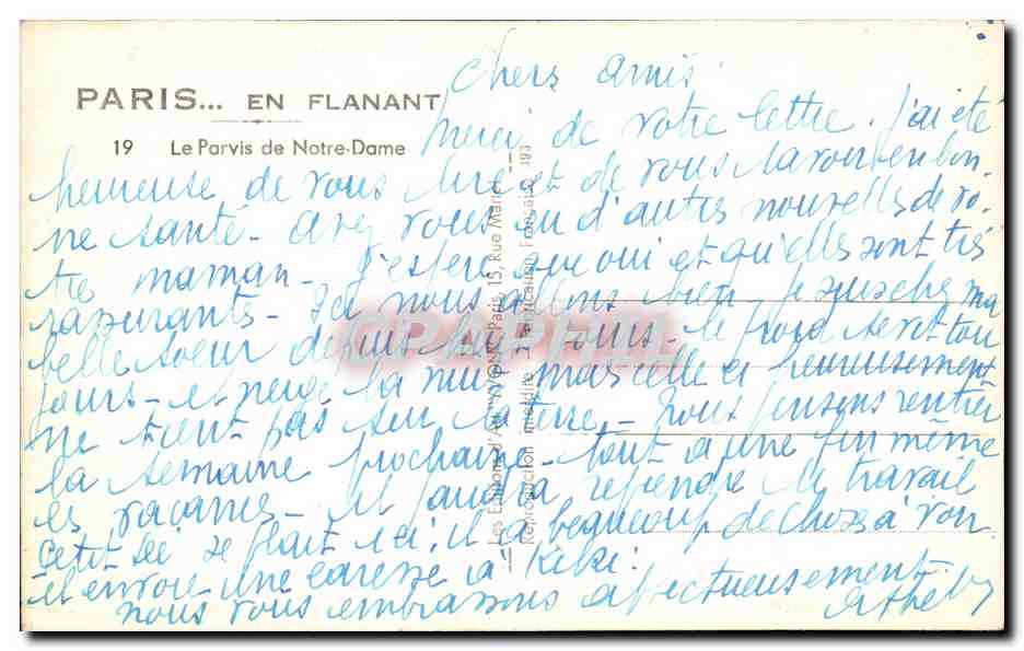 CPA Paris En Flanant Le Parvis De Notre Dame — Rückseite