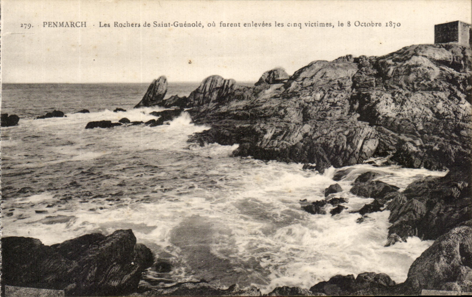 CPA Penmarch Les Rochers de Saint Guenole Ou Furent enlevees les cinq Victimes Le 8 Octobre 1870