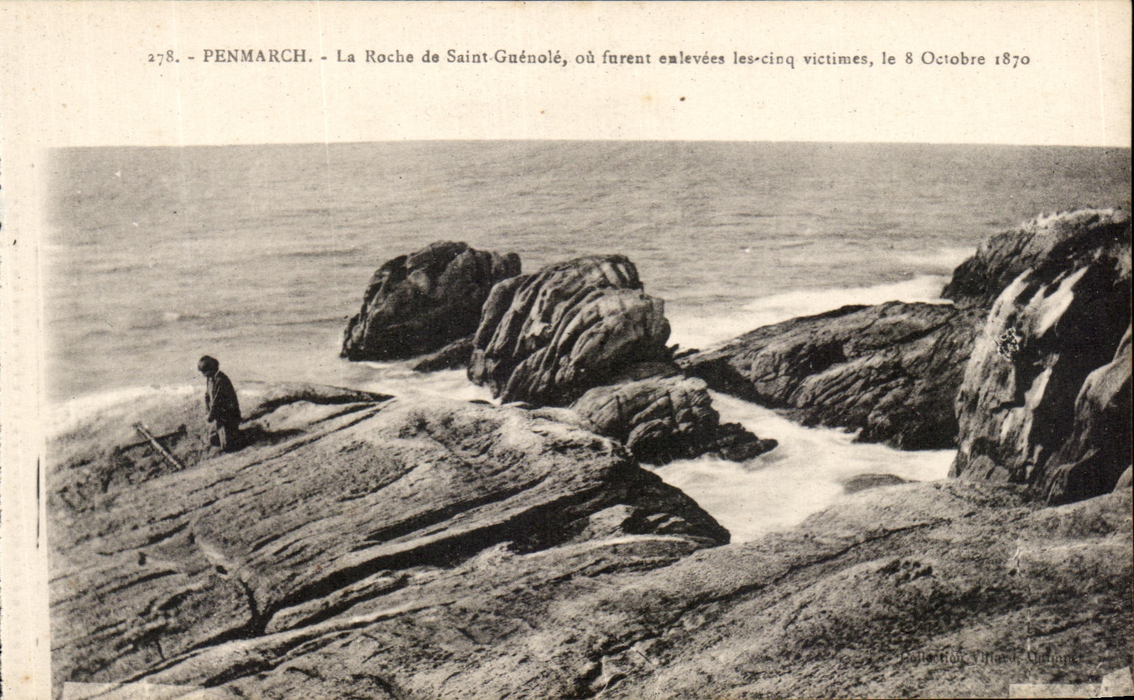 CPA Penmarch Les Rochers de Saint Guenole Ou Furent enlevees les cinq Victimes Le 8 Octobre 1870
