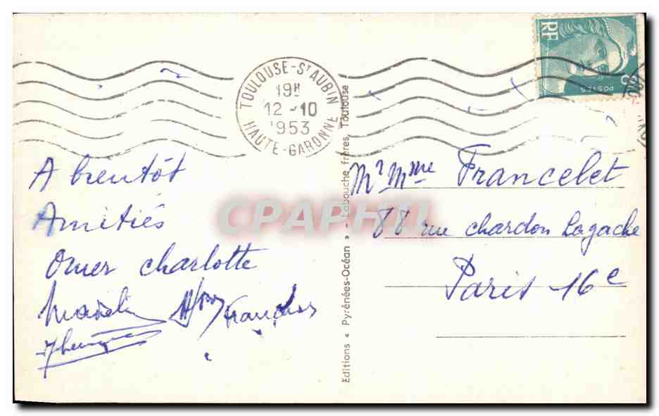 CPA Montesquieu Sur Le Canal Villefranche Lauragais Le Clocher — Rückseite