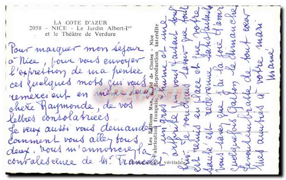 CPSM Nice Le Jardin Albert 1er Et Le Theatre de Verdure — Rückseite