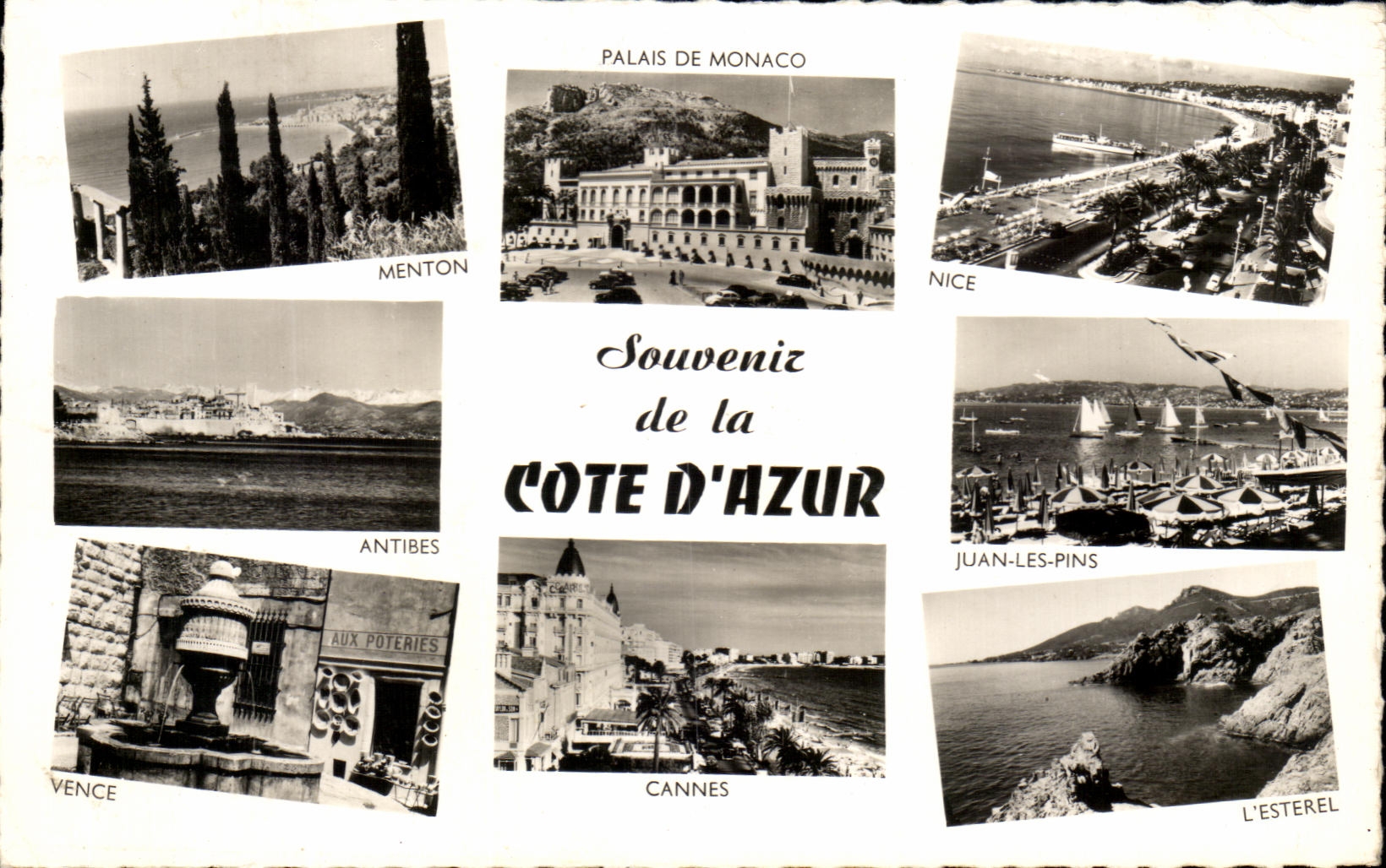 CPA Souvenir De Cote D'Azur Cannes Palais de Monaco Nice Menton L'Esterel Vence Juan les Pins