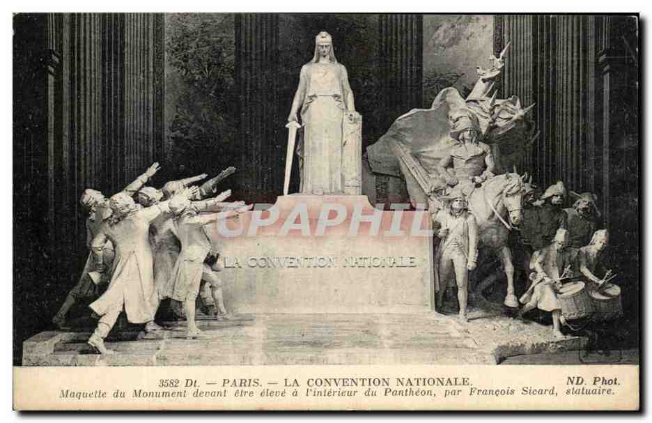 CPA Paris La Convention Nationale Maquette du Monument devant etre eleve a I'interieur du Pantheon par Sicard