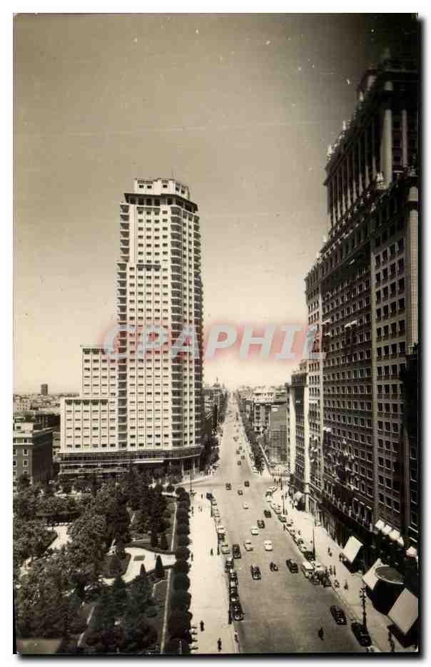 Madrid — vue de la Plaza de España et de la calle de la Princesa — Éditions Casa Motta