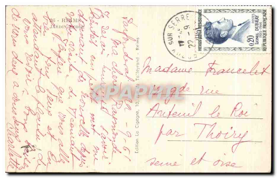 Jardin de Reims — Jardin École — Édition Le Cigagne — Verso