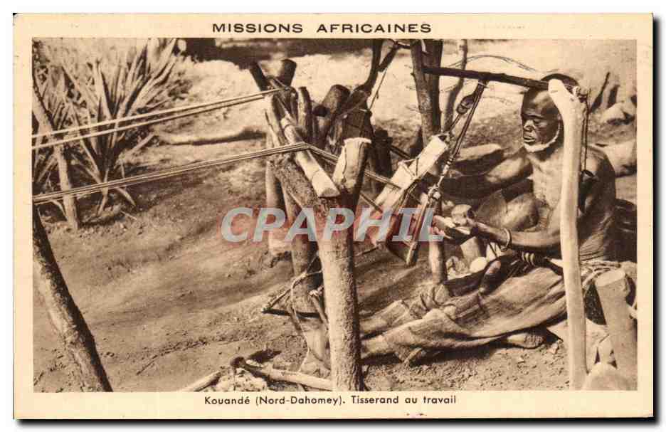 Kouandé (Nord-Dahomey) — Tisserand au travail — Missions Africaines