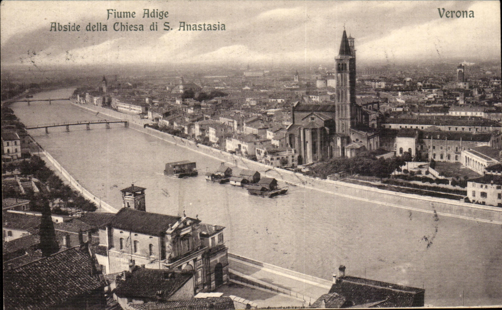 CPA Fiume Adige Abside Della Chiesa Anastasia Verona