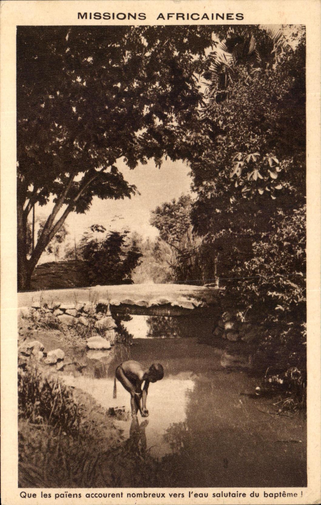 Baptême dans un ruisseau — Missions Africaines — Procureur des Missions Africaines, Paris