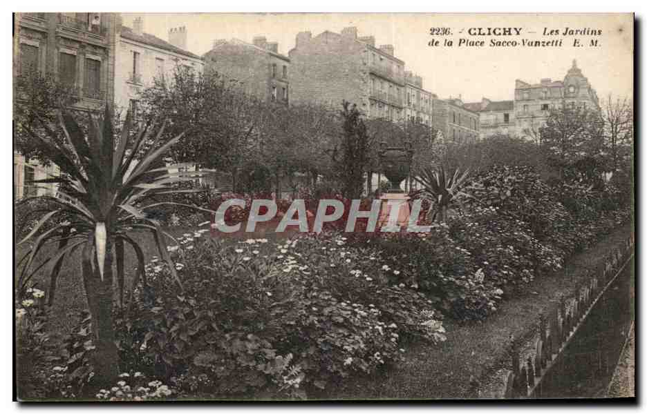 CPA Clichy Les Jardins De La Place Sacco Vanzetti