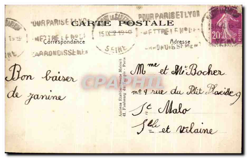 CPA Clichy Les Jardins De La Place Sacco Vanzetti — Rückseite