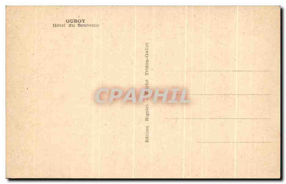 CPA Gurgy Hotel Du Souvenir — Back