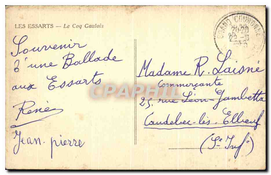 Les Essarts — Le Coq Gaulois — Éditeur non identifié, n° de série non visible — Reverso