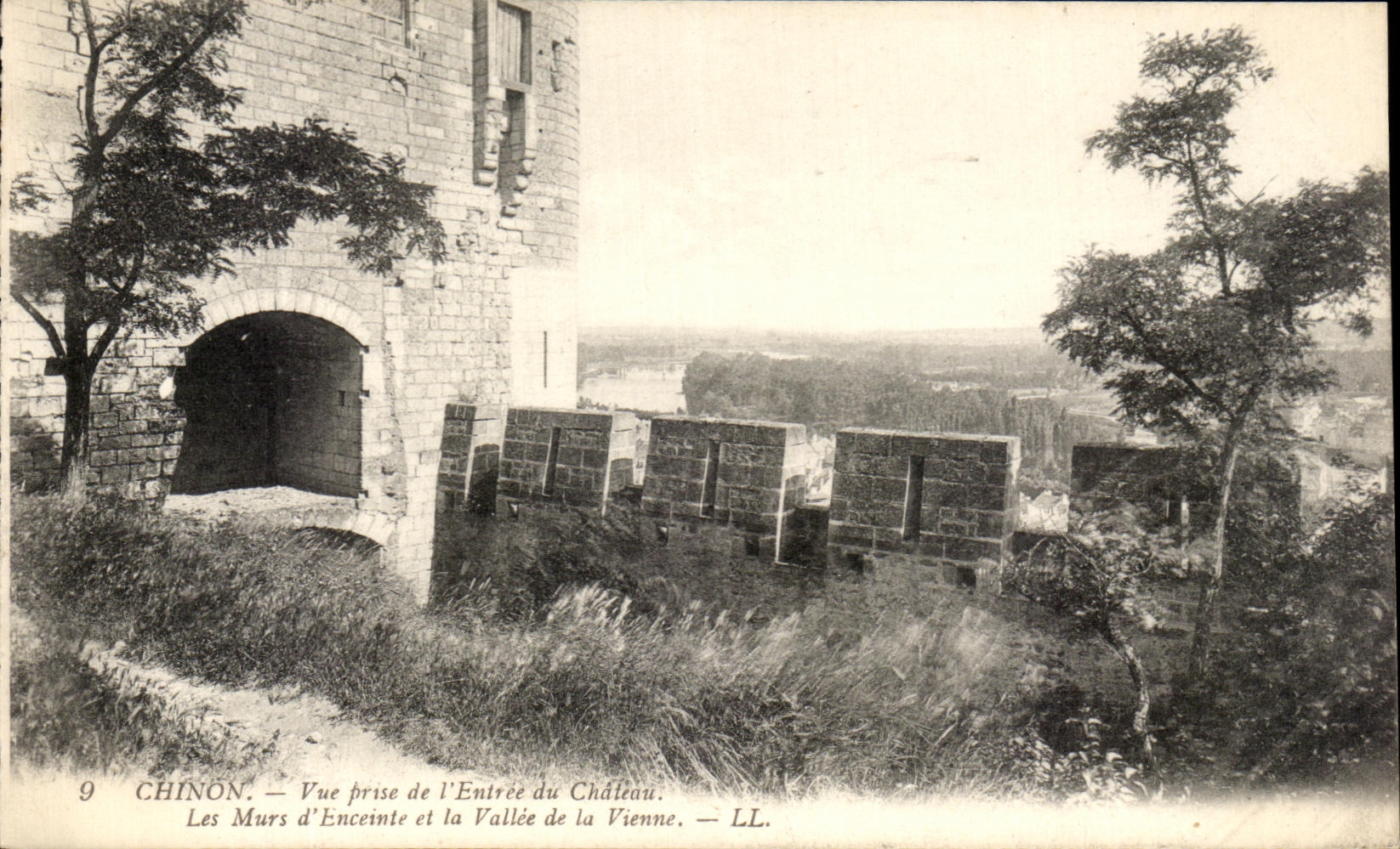 CPA Chinon vue Prise de l'Entree du Chateau Les Murs d'Enceinte et la Vallee de la Vienne