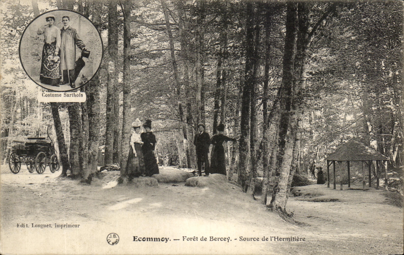 CPA Ecommoy Foret De Bercey Source De l'Hermitiere Costume Sarthois 