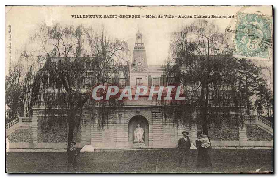 Antike Ansichtskarte Villeneuve St Georges Stadthotel Altes Schloss Beauregard