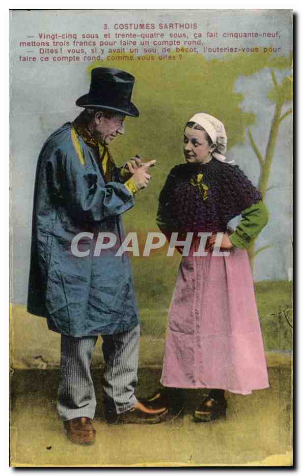 CPA Costumes Sarthois Folklore Costume Femme 