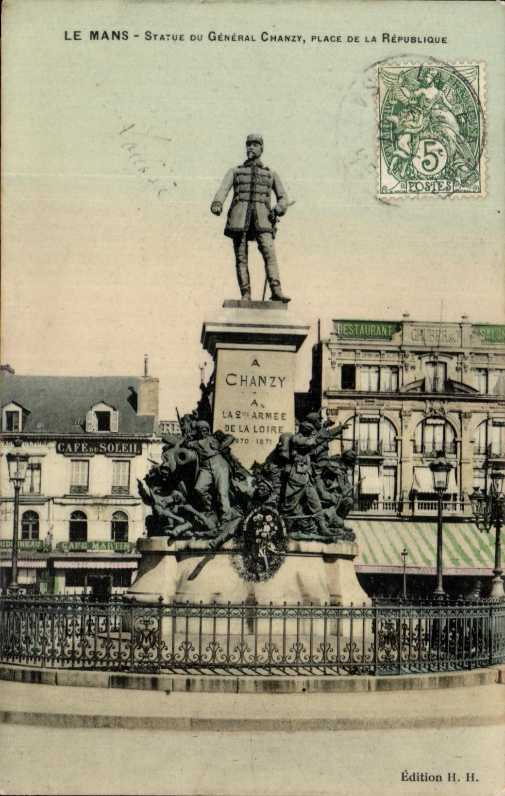 CPA Le Mans Statue Du General Chanzy Plage De La Republique Militaria