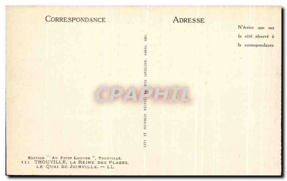 CPA Trouville La Reine Des Plages Le Quai De Joinville — Verso