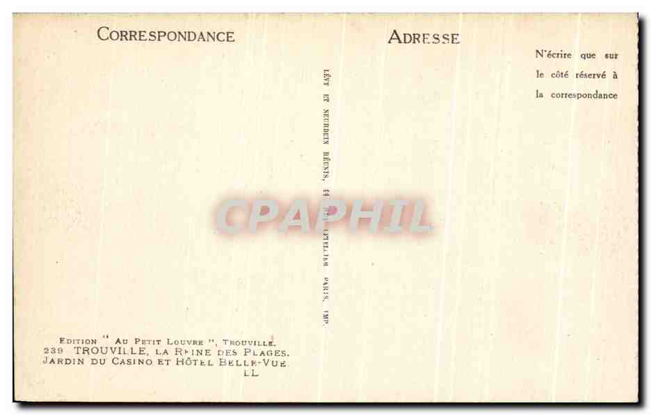 Trouville — Jardin du Casino et Hôtel Belle-Vue — Édition 'Au Petit Louvre' — Rückseite