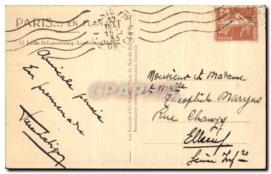 CPA Paris En Flanant Jardin du Luxembourg  — Verso