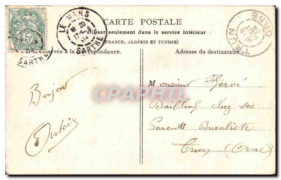 CPA Le Mans Caserne du 26eme Regiment D'artillerie — Rückseite
