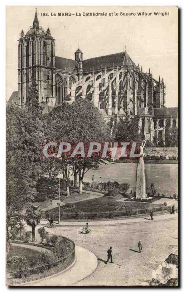 CPA Le Mains La Cathedrale et le Square Wilbur Wright Aviation