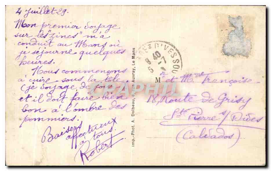 CPA Le Mains La Cathedrale et le Square Wilbur Wright Aviation — Rückseite