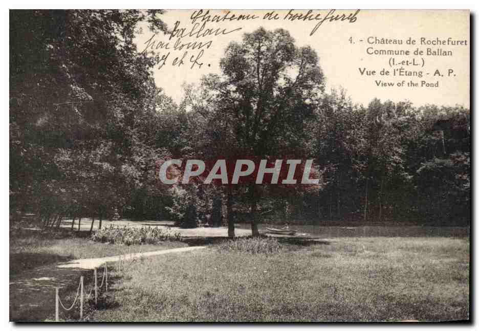 CPA Chateau de Rochefuret Commune de Ballan Vue de L'Etang