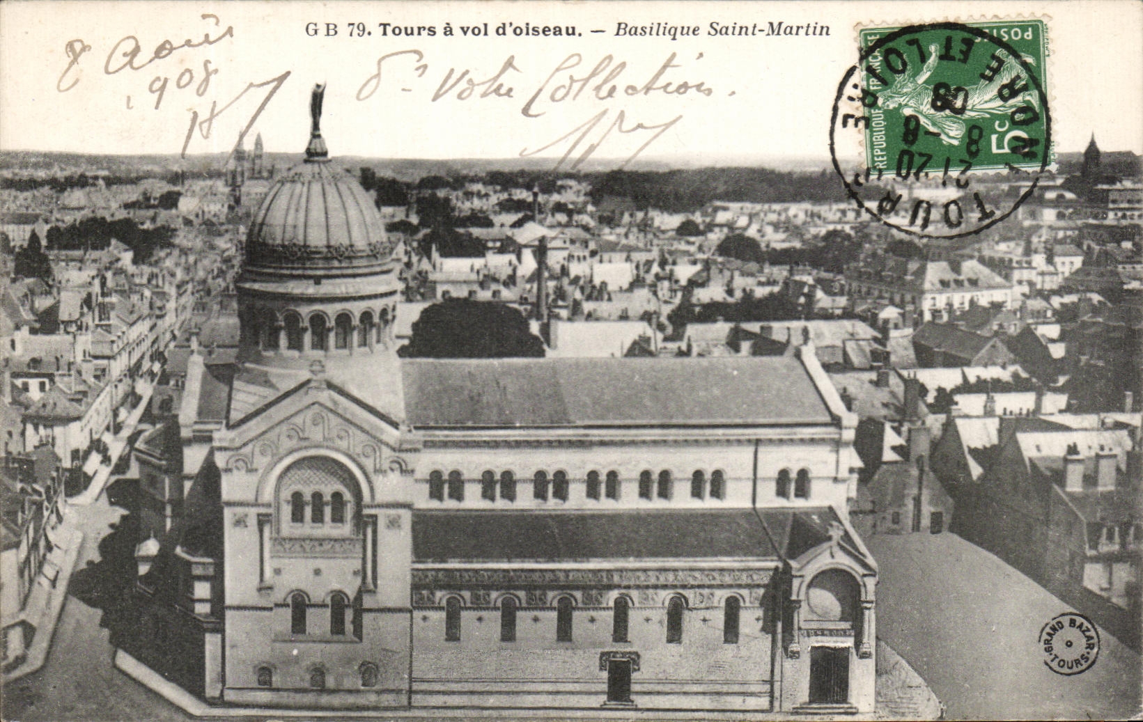 CPA Tours a vol d'Oiseau basilique Saint Martin