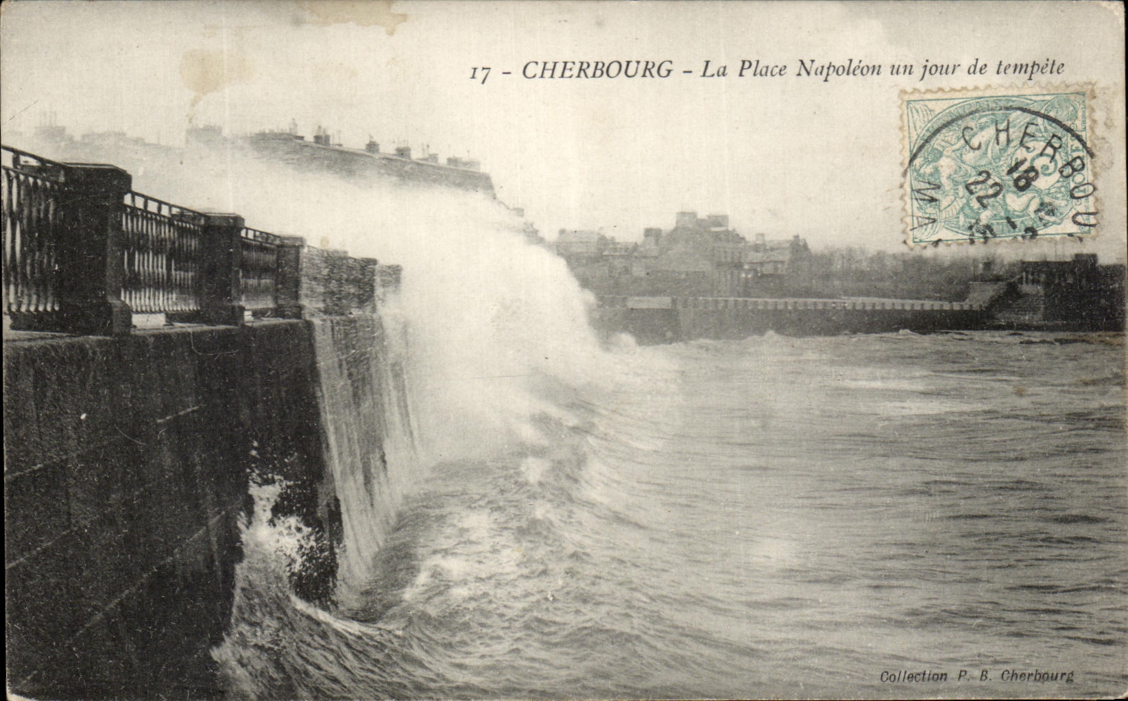 CPA Cherbourg La Place Napoleon Un Jour De Tempete