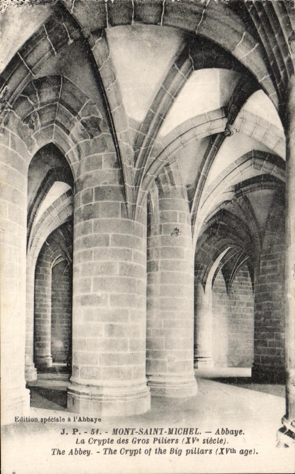 Cripta de los Grandes Pilares — Mont-Saint-Michel — Abadía — siglo XV — J.P. - 54