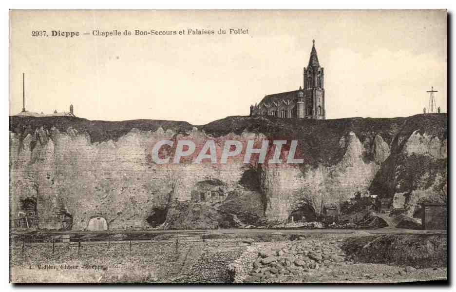 CPA Dieppe Chapelle de Bon Secours et Falaites du Pollet