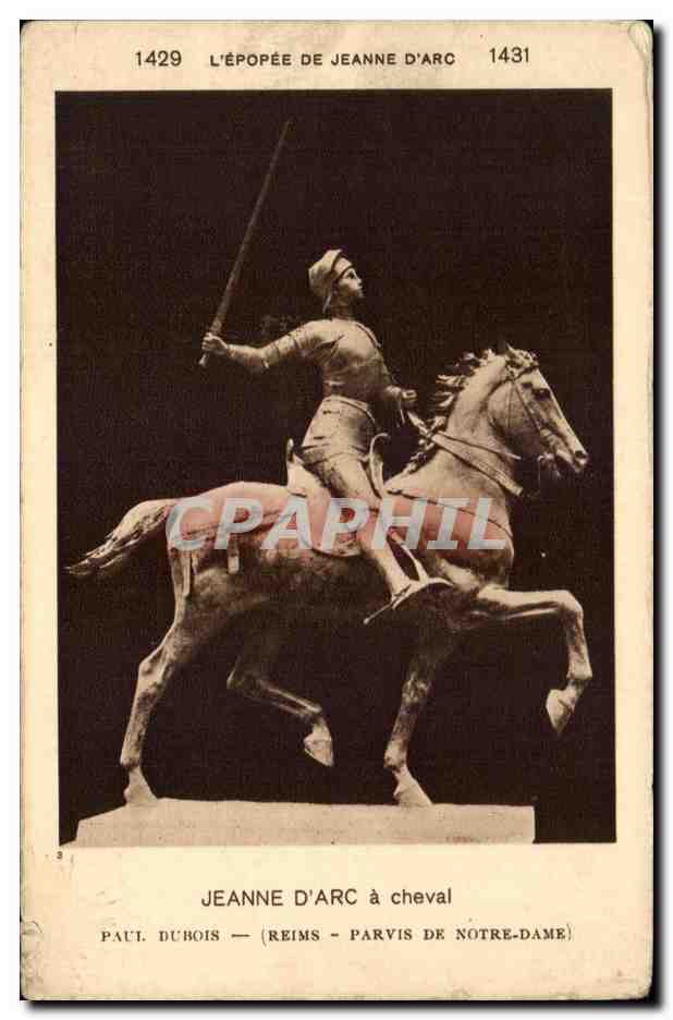 Jeanne d'Arc à cheval — statue au Parvis de Notre-Dame à Reims — Paul Dubois — n°3