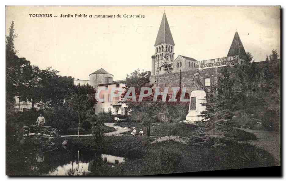 Tournus — Jardin Public et monument du Centenaire — Fabrique de Bleus Henry