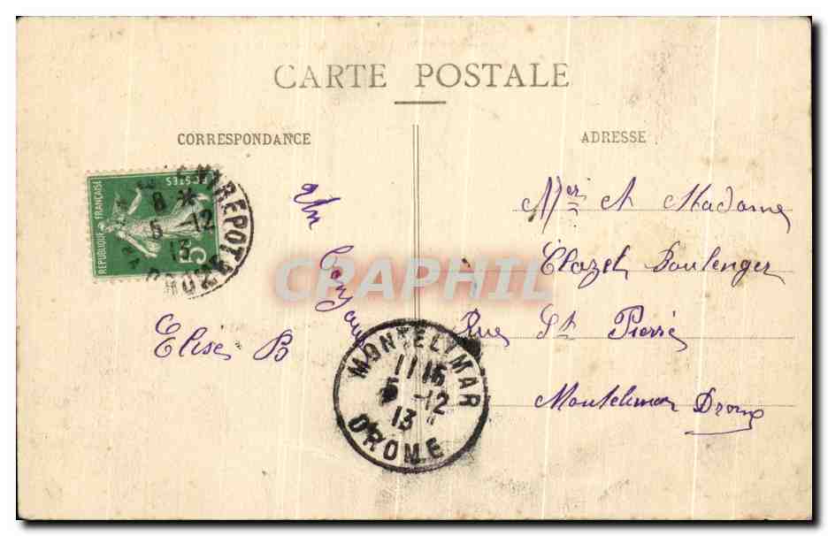 Valence - Square Madier-de-Montjau and Street de Faventines — Artistic Edition, no. 184 — Back