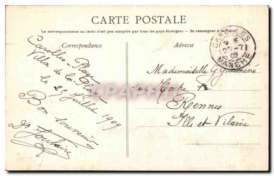 Carolles — Vue générale de la Plage et de la Côte vers Granville — Éditeur non identifié, n° 56 — Reverso