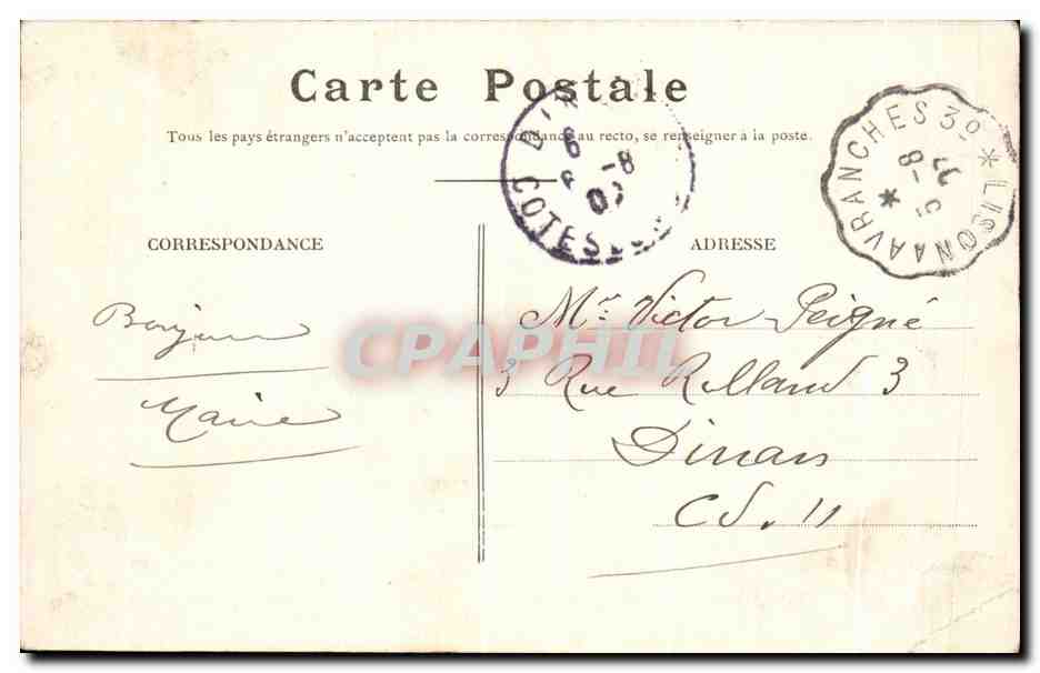 CPA Coutances Allee principale du Jardin Public — Rückseite