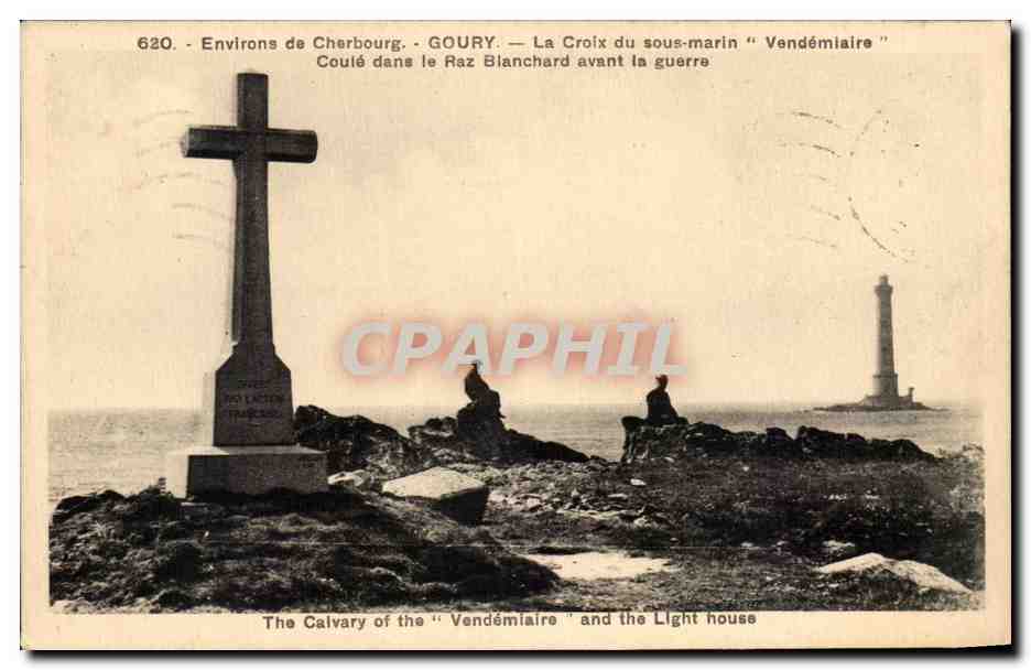 Environ de Cherbourg - Goury — La Croix du sous-marin 'Vendémiaire' Coulé dans le Raz Blanchard avant la guerre