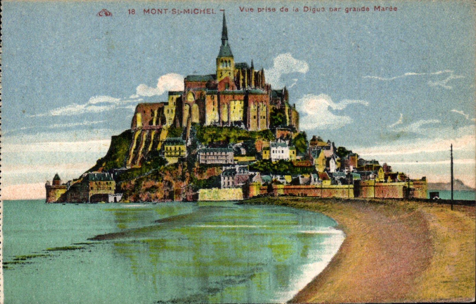 Mont-Saint-Michel — Vue prise de la Digue par grande Marée — Éditeur : 18