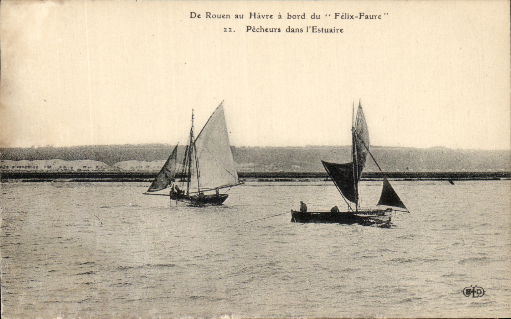 CPA Rouen Au Havre A Bord Du Felix Faure Pecheurs Dans l'Estuaire Bateaux