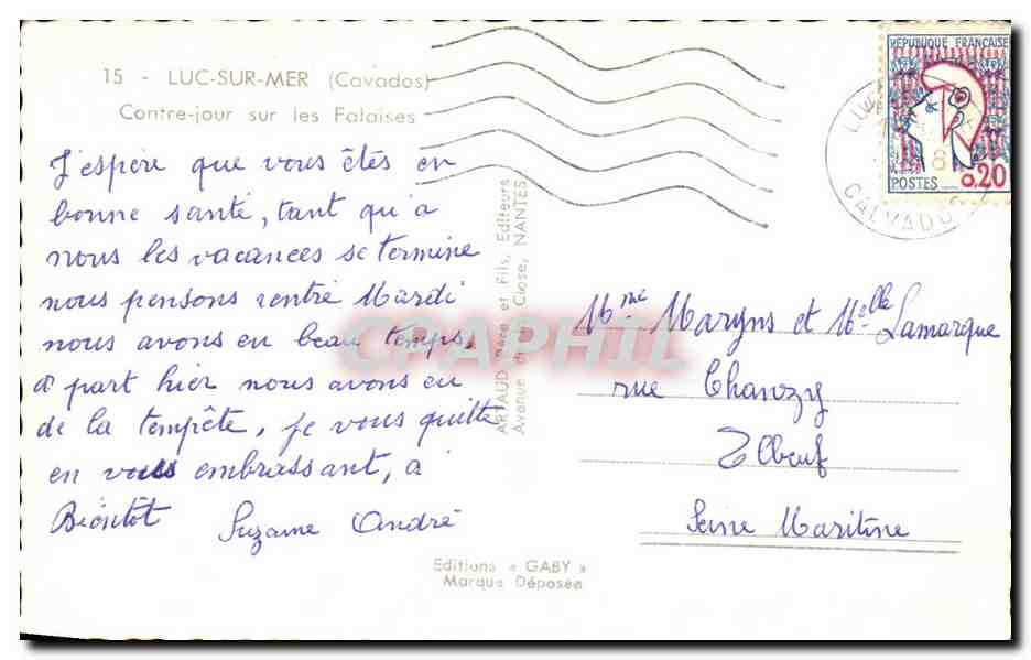 CPSM Luc Sur Mer contre Jour Sur Les Falaises — Verso